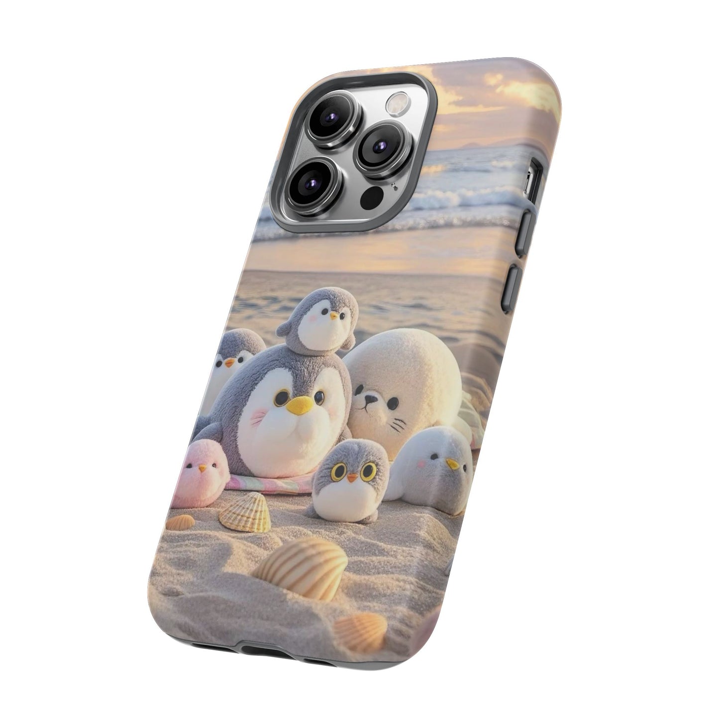 Cute Plush Penguins Beach Phone Case