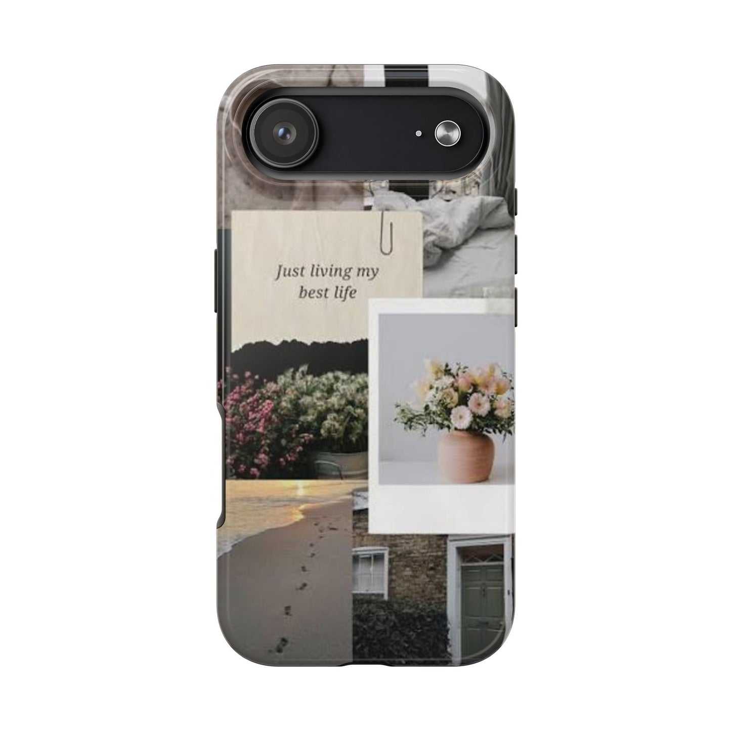 Inspirational Floral Phone Case – Cover with "Just Living My Best Life"