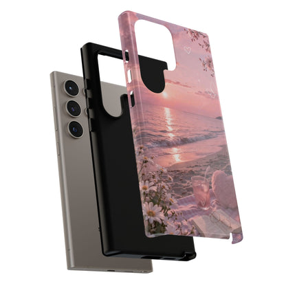 Pink Sunset Beach Phone Case "Romantic Seaside"