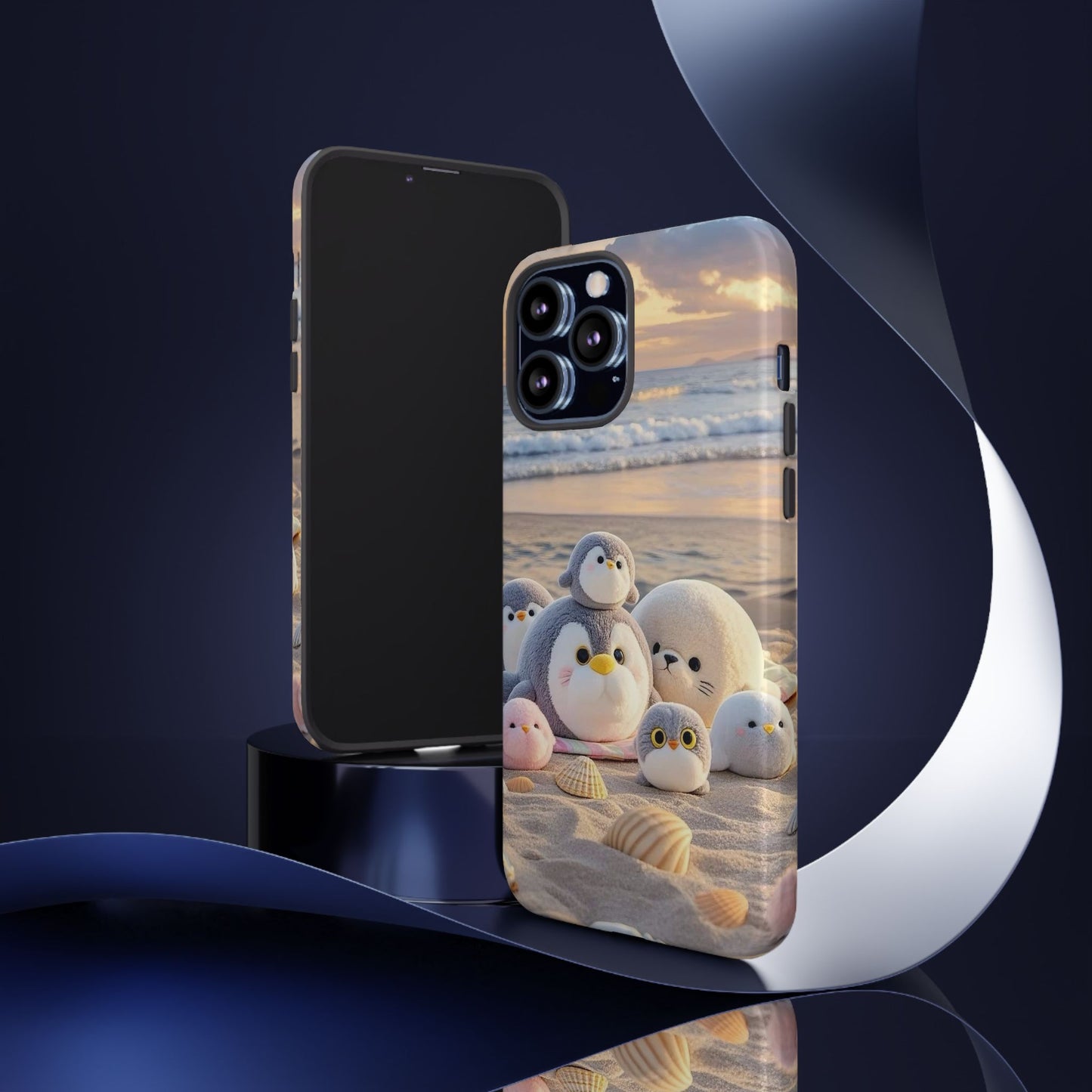 Cute Plush Penguins Beach Phone Case