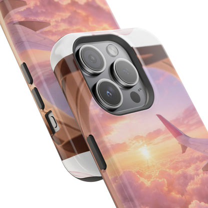 iPhone Magnetic Case "Airplane Window Sunset Travel"