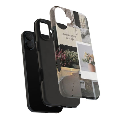Inspirational Floral Phone Case – Cover with "Just Living My Best Life"