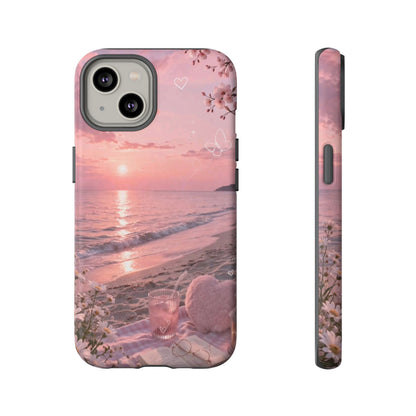 Pink Sunset Beach Phone Case "Romantic Seaside"
