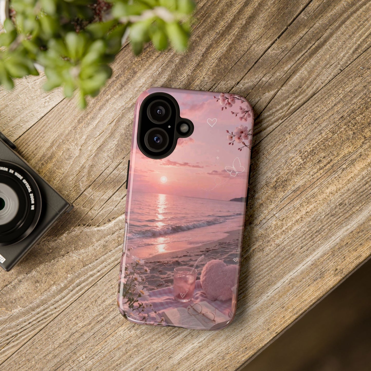 Pink Sunset Beach Phone Case "Romantic Coastal"