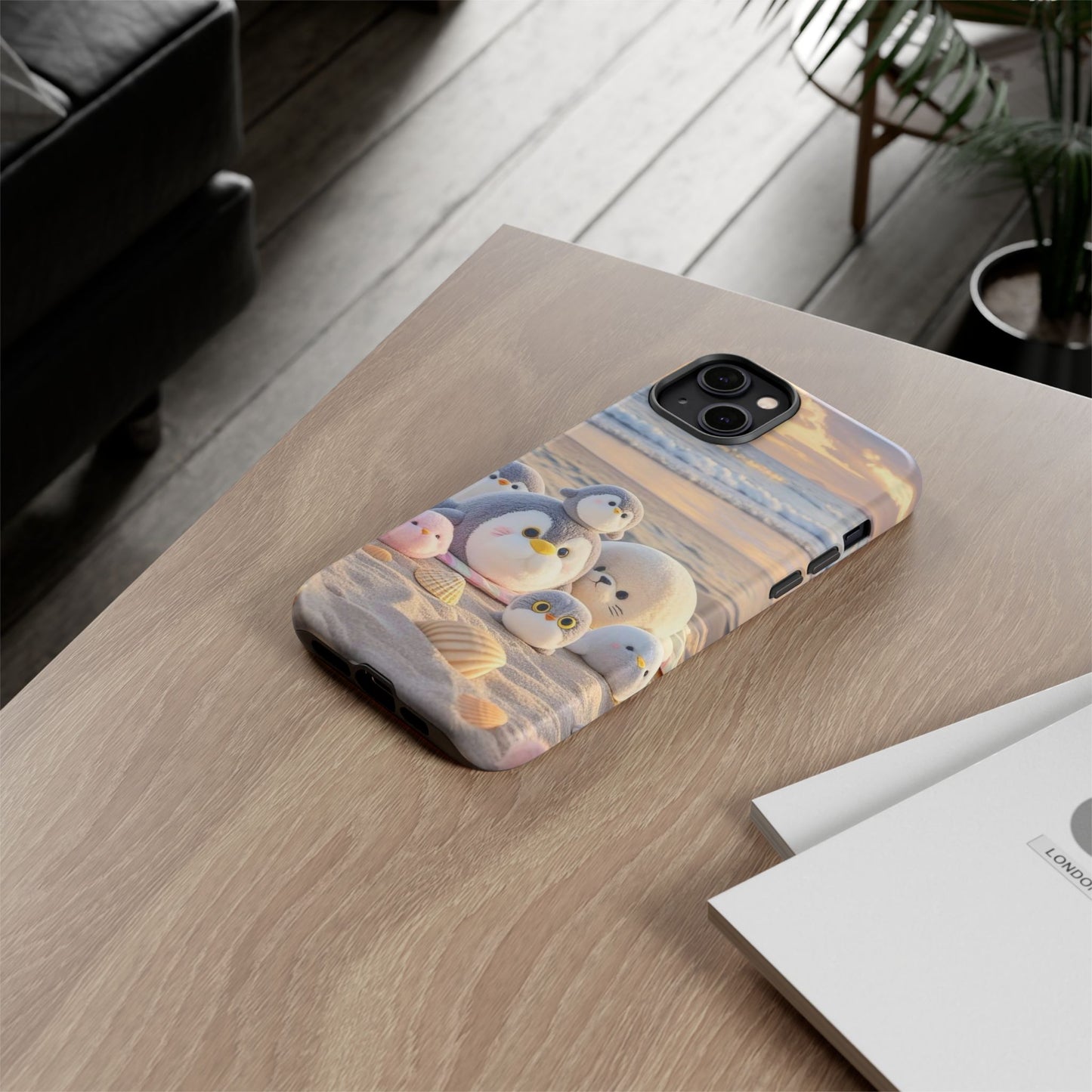 Cute Plush Penguins Beach Phone Case