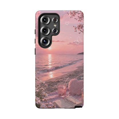 Pink Sunset Beach Phone Case "Romantic Seaside"