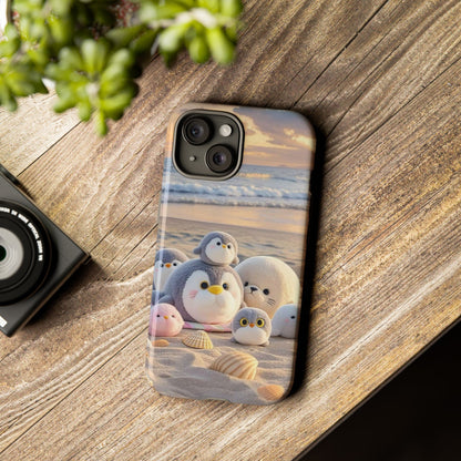 Cute Plush Penguins Beach Phone Case