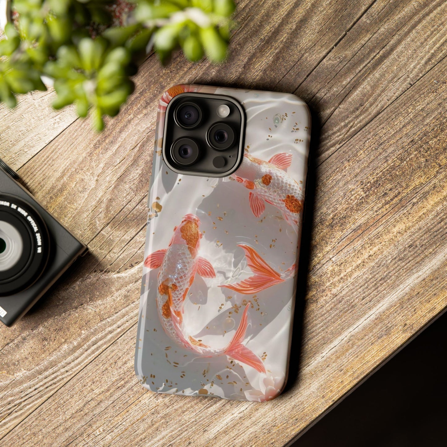 Koi Fish Phone Case "Serene Gold Fleck Watercolor"