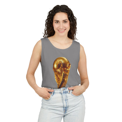 World Cup Trophy Tank Top — Gold FIFA Cup Soccer Fan Shirt