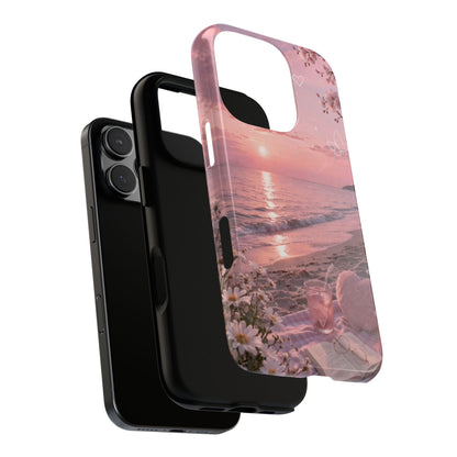 Pink Sunset Beach Phone Case "Romantic Seaside"