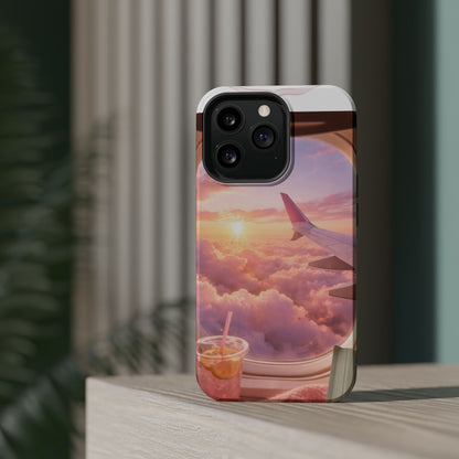 iPhone Magnetic Case "Airplane Window Sunset Travel"