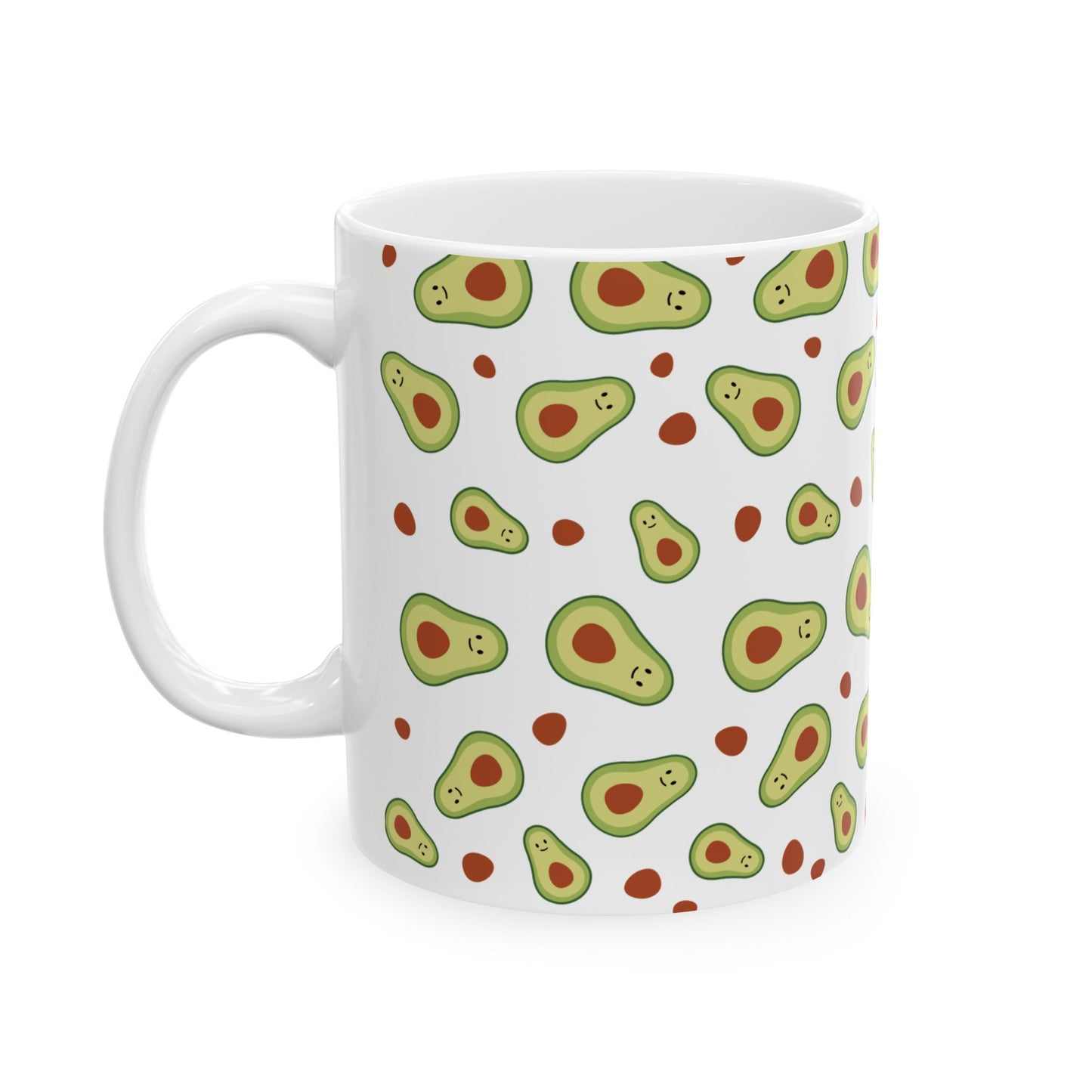 Cute Avocado Pattern Mug | Ceramic Coffee Cup, 11oz or 15oz
