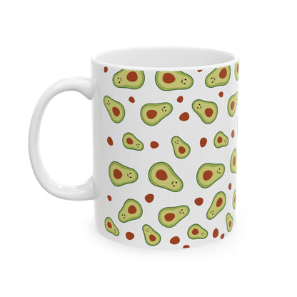 Cute Avocado Pattern Mug | Ceramic Coffee Cup, 11oz or 15oz