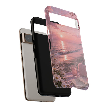 Pink Sunset Beach Phone Case "Romantic Seaside"