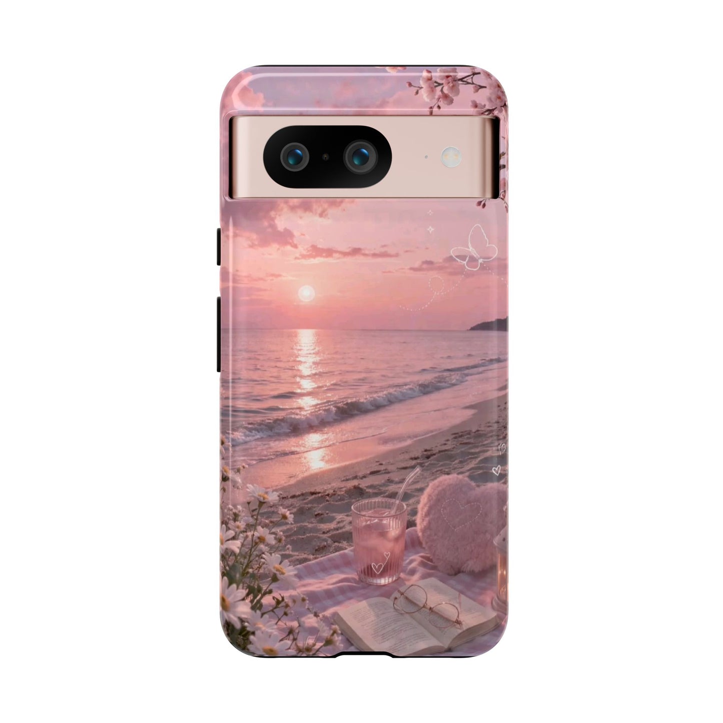 Pink Sunset Beach Phone Case "Romantic Seaside"