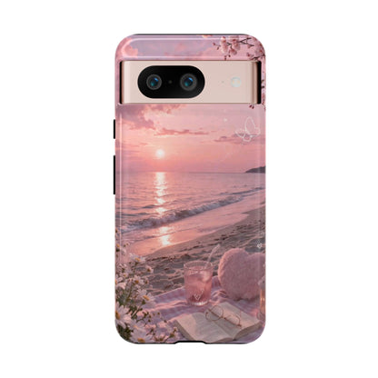 Pink Sunset Beach Phone Case "Romantic Seaside"