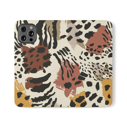 Leopard Patchwork Flip Wallet Case with Card Slots
