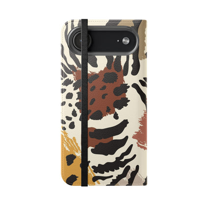 Leopard Patchwork Flip Wallet Case with Card Slots