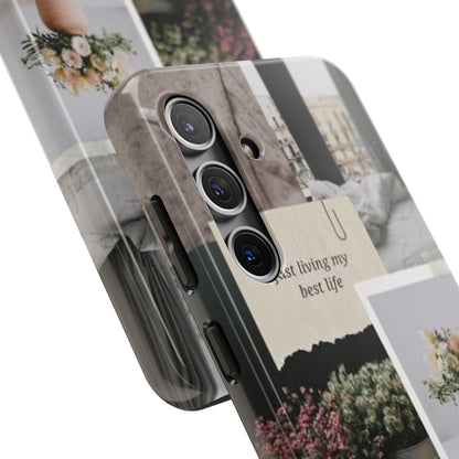 Inspirational Floral Phone Case – Cover with "Just Living My Best Life"