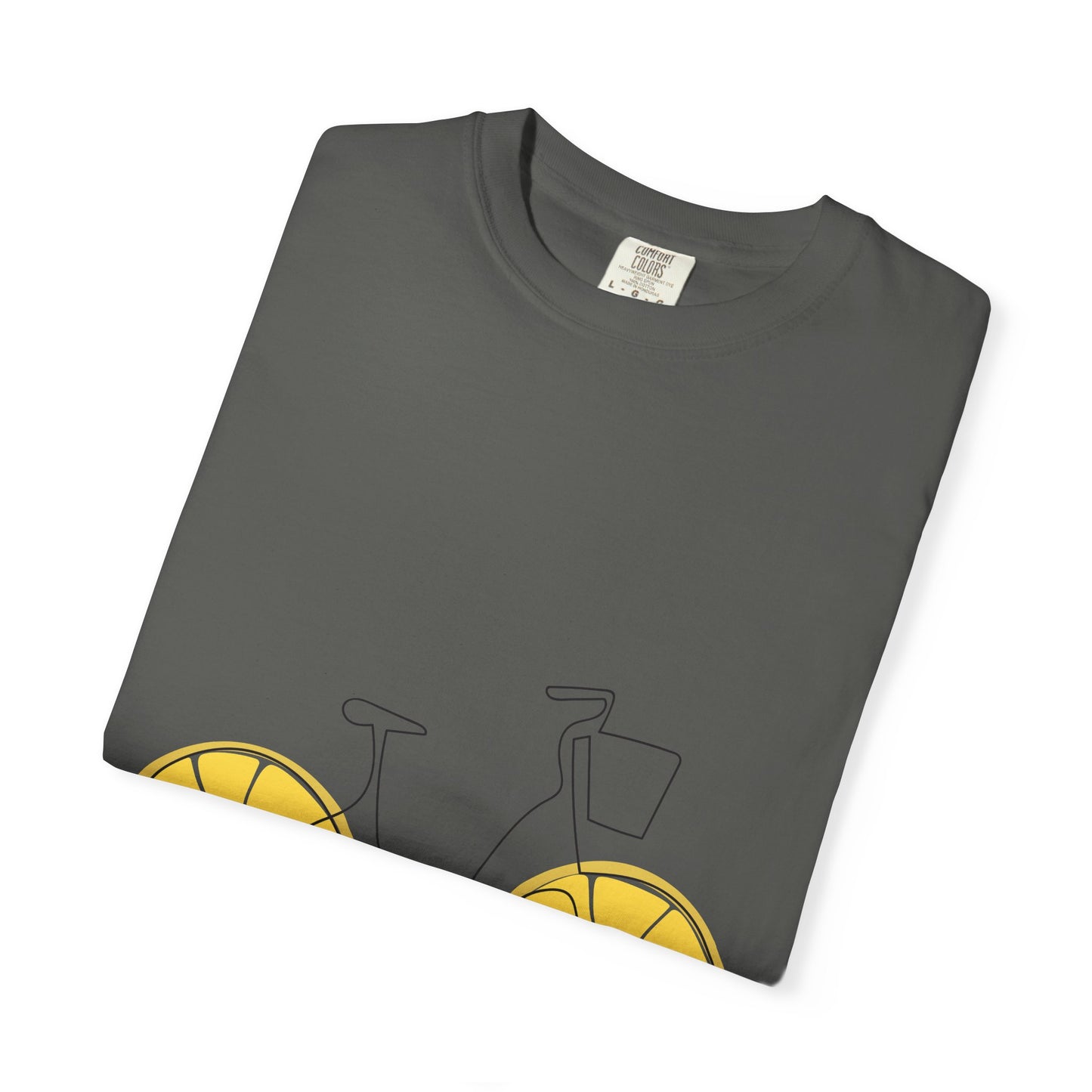 Lemon Wheel Bike T-Shirt — Citrus Bicycle Graphic  Coton Tee