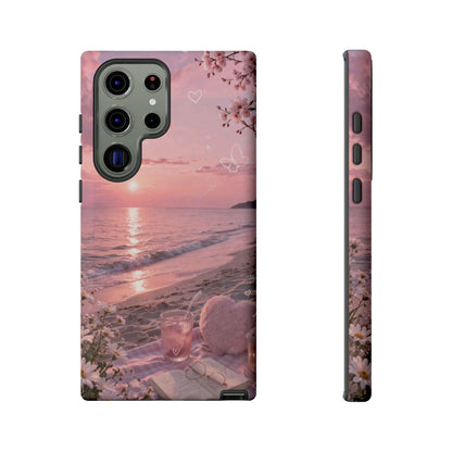 Pink Sunset Beach Phone Case "Romantic Coastal"