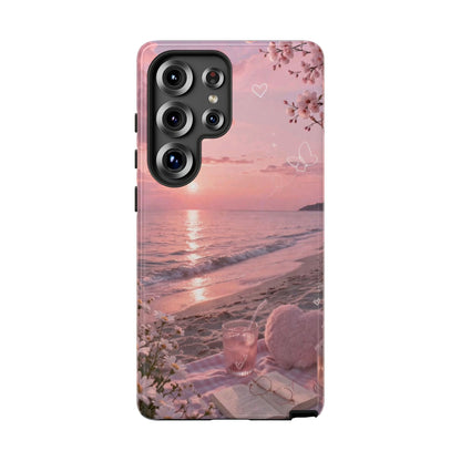 Pink Sunset Beach Phone Case "Romantic Seaside"