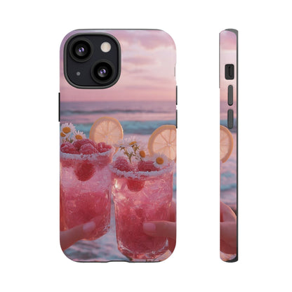 Pink Sunset Cocktail Phone Case — Beach Drink Protective Cover