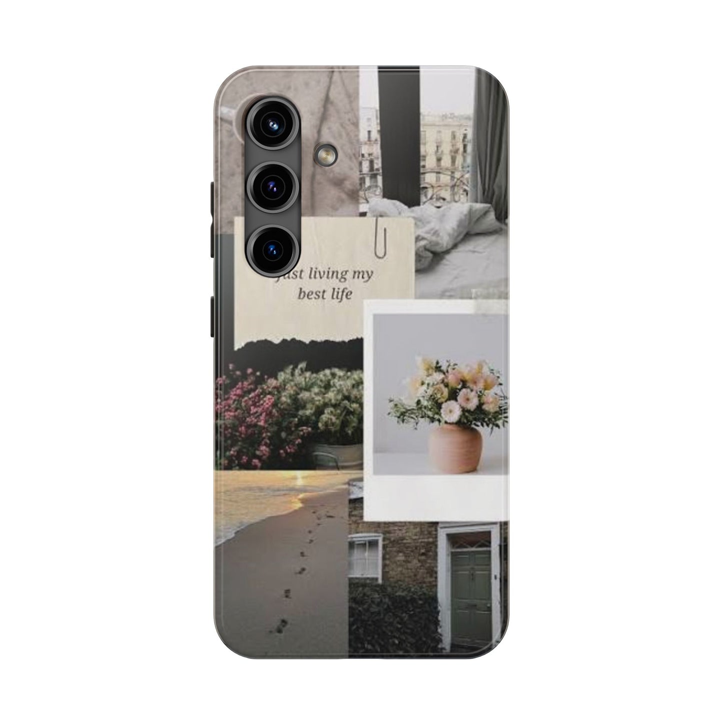 Inspirational Floral Phone Case – Cover with "Just Living My Best Life"