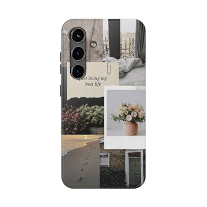 Inspirational Floral Phone Case – Cover with "Just Living My Best Life"