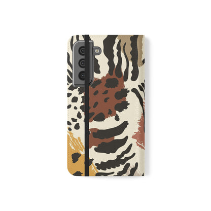 Leopard Patchwork Flip Wallet Case with Card Slots
