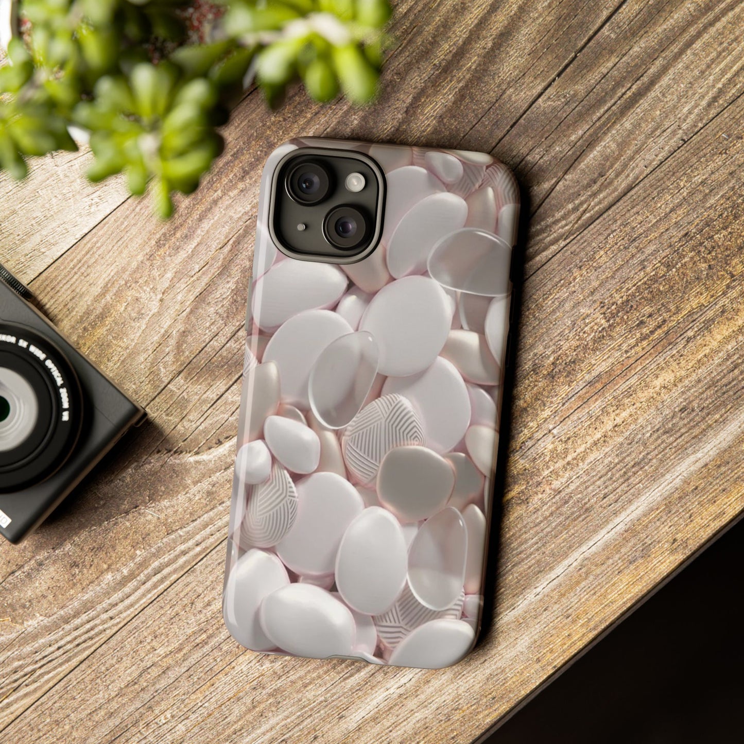 Phone Case – Soft Pink Pebble Pattern Protective Tough Case
