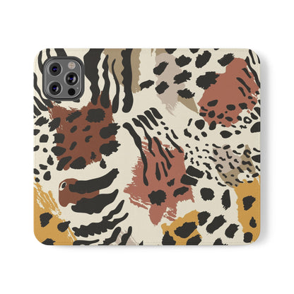 Leopard Patchwork Flip Wallet Case with Card Slots
