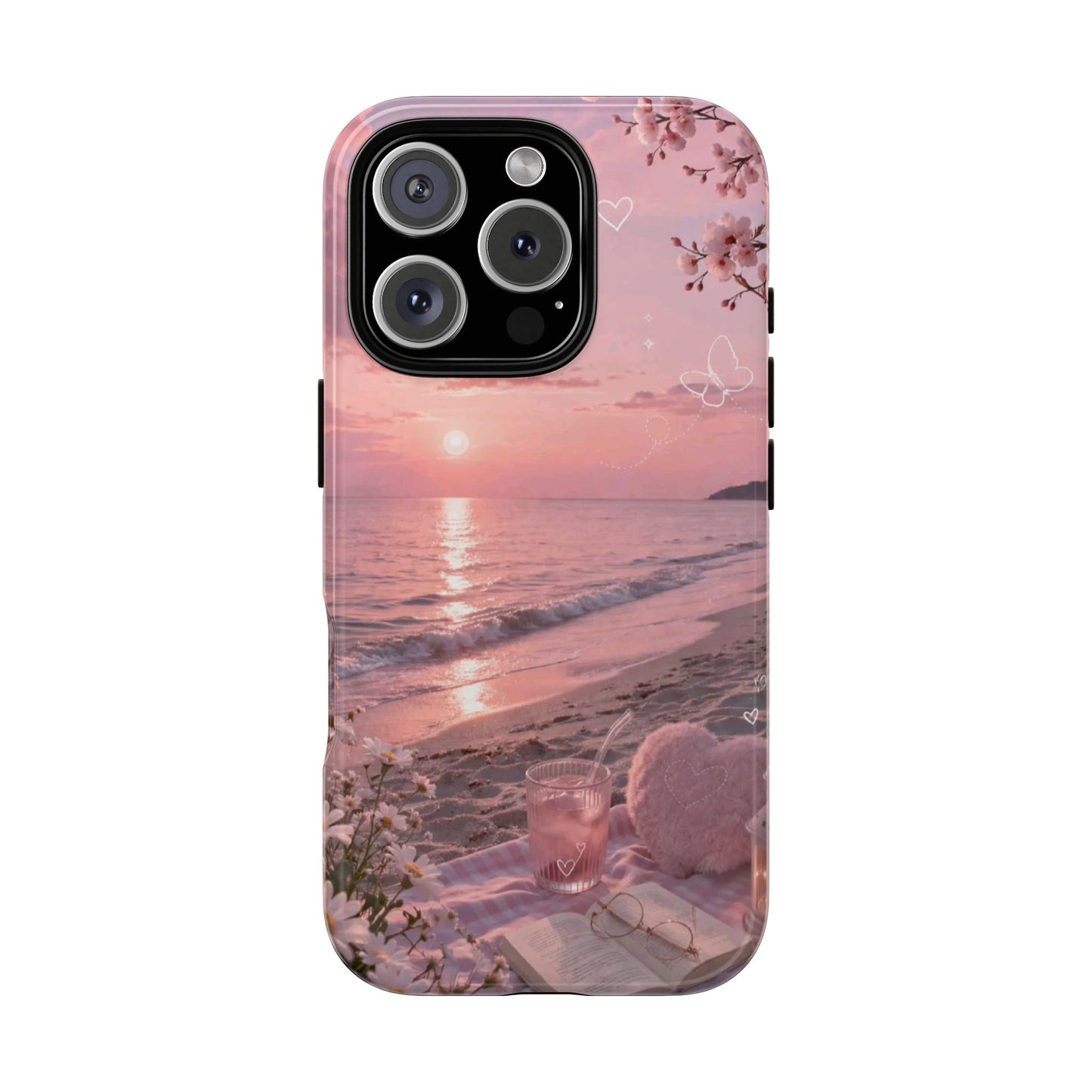 Pink Sunset Beach Phone Case "Romantic Seaside"