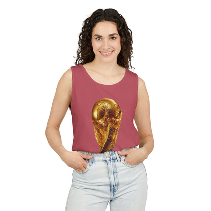 World Cup Trophy Tank Top — Gold FIFA Cup Soccer Fan Shirt