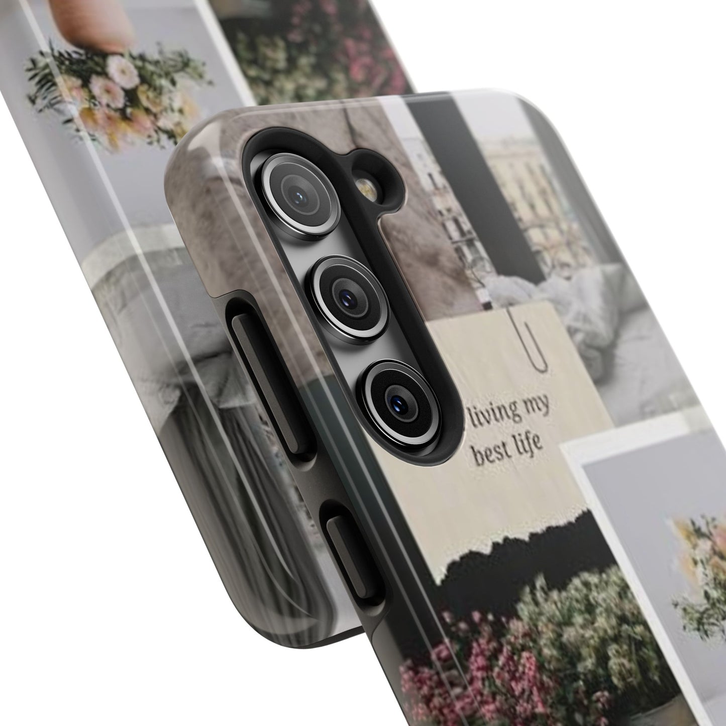 Inspirational Floral Phone Case – Cover with "Just Living My Best Life"