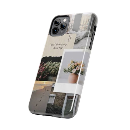 Inspirational Floral Phone Case – Cover with "Just Living My Best Life"