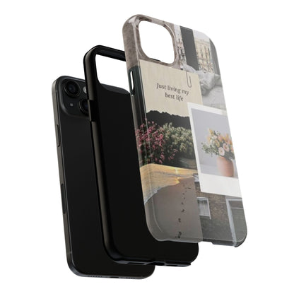 Inspirational Floral Phone Case – Cover with "Just Living My Best Life"