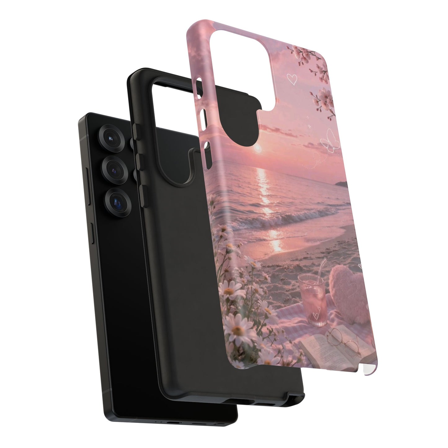 Pink Sunset Beach Phone Case "Romantic Seaside"