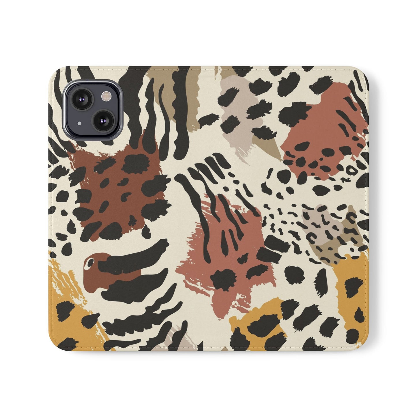 Leopard Patchwork Flip Wallet Case with Card Slots