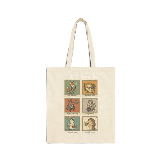 Vintage Woodland Animal Patchwork Tote Bag - Aesthetic Cotton Shoulder Book Bag for School & Shopping
