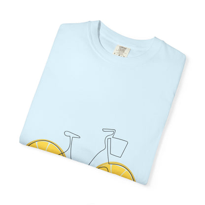 Lemon Wheel Bike T-Shirt — Citrus Bicycle Graphic  Coton Tee