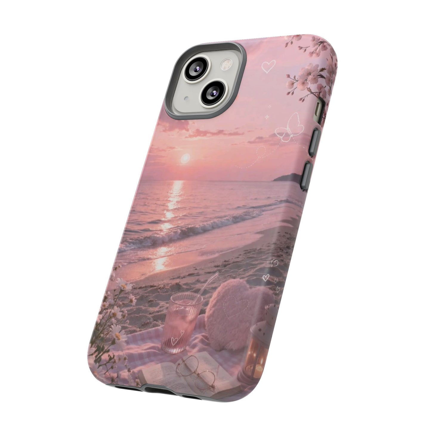 Pink Sunset Beach Phone Case "Romantic Seaside"