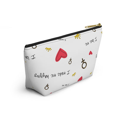 Self-Love Accessory Pouch — 'I Love Me' Cosmetic Bag with Hearts & Venus Symbols
