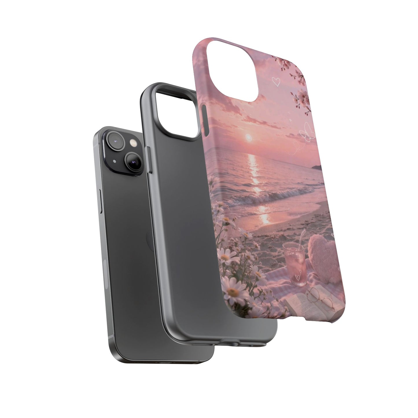 Pink Sunset Beach Phone Case "Romantic Seaside"