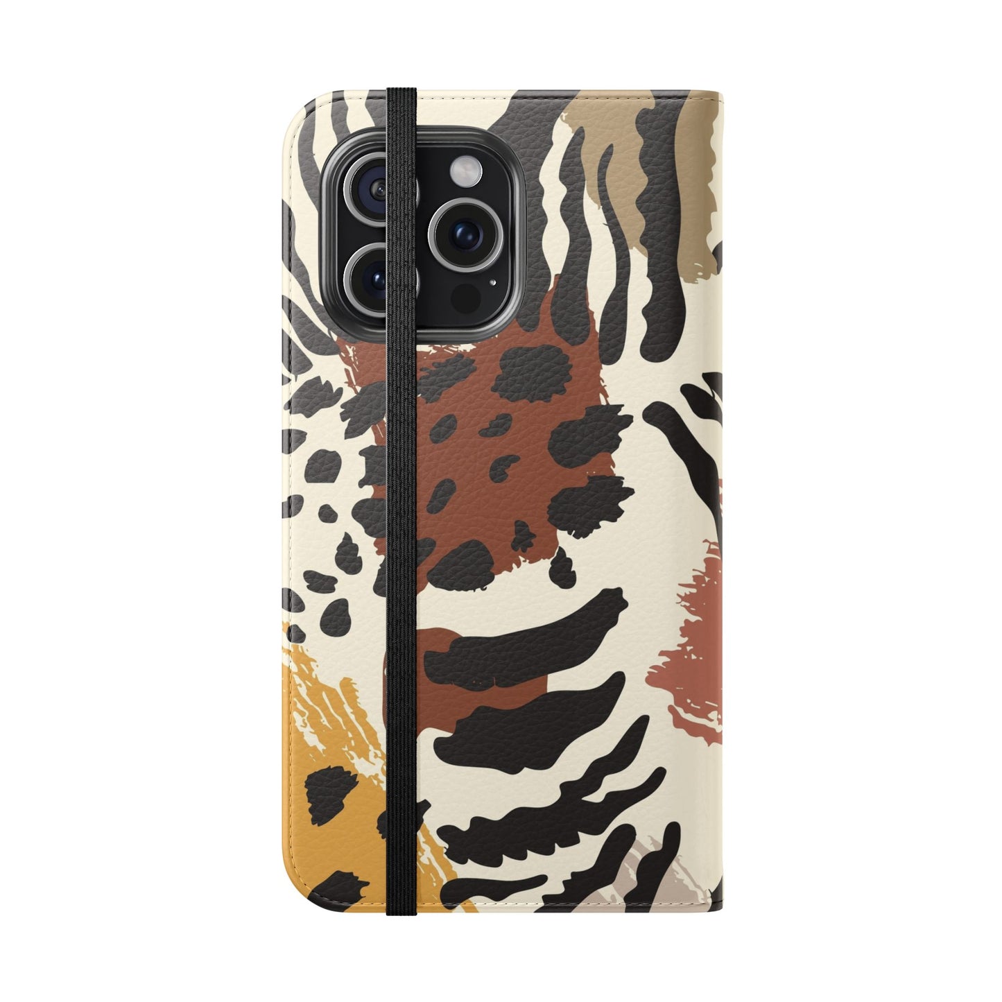 Leopard Patchwork Flip Wallet Case with Card Slots