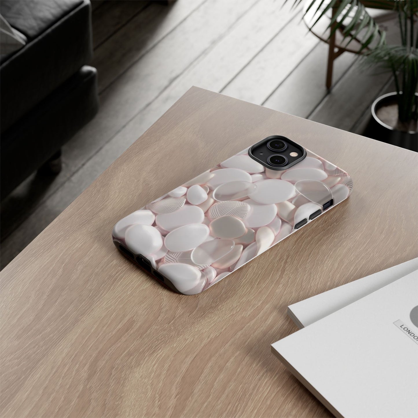 Phone Case – Soft Pink Pebble Pattern Protective Tough Case