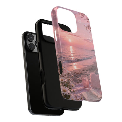 Pink Sunset Beach Phone Case "Romantic Seaside"