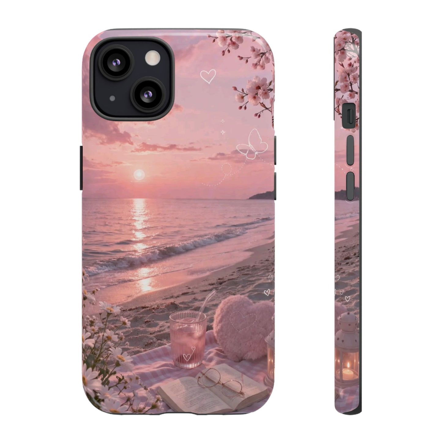 Pink Sunset Beach Phone Case "Romantic Seaside"