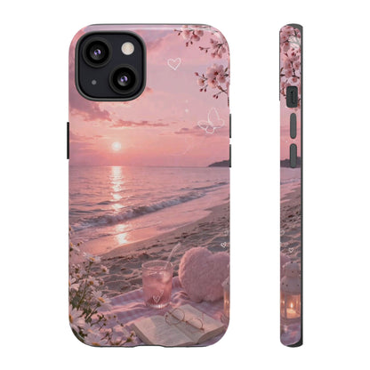 Pink Sunset Beach Phone Case "Romantic Seaside"