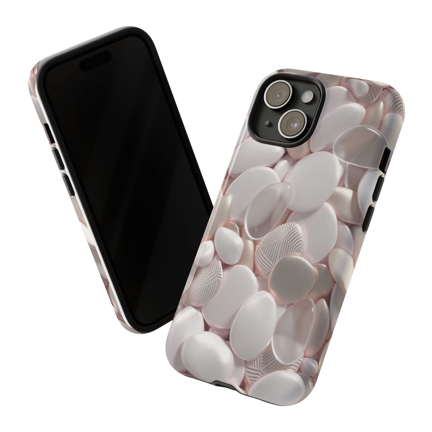 Phone Case – Soft Pink Pebble Pattern Protective Tough Case